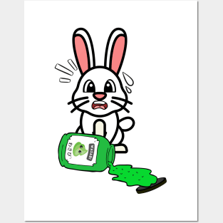 Cute Bunny Spills a jar of wasabi sauce Posters and Art